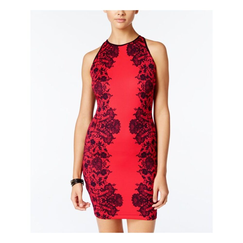 B DARLIN Womens Zippered Sleeveless Halter Short Party Body Con Dress